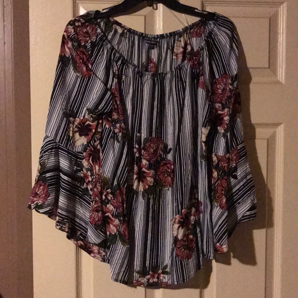 Flowers and stripes blouse